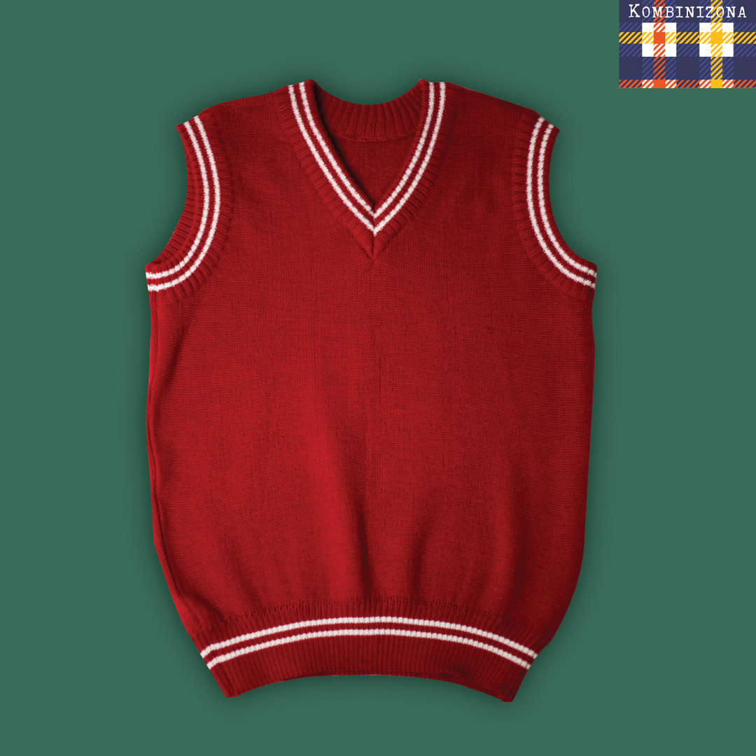 KNITTED RED SCHOOL VEST 